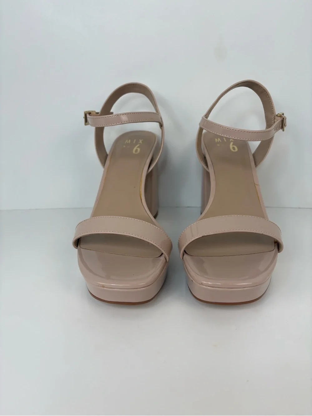 Nude Patent Platform Sandals